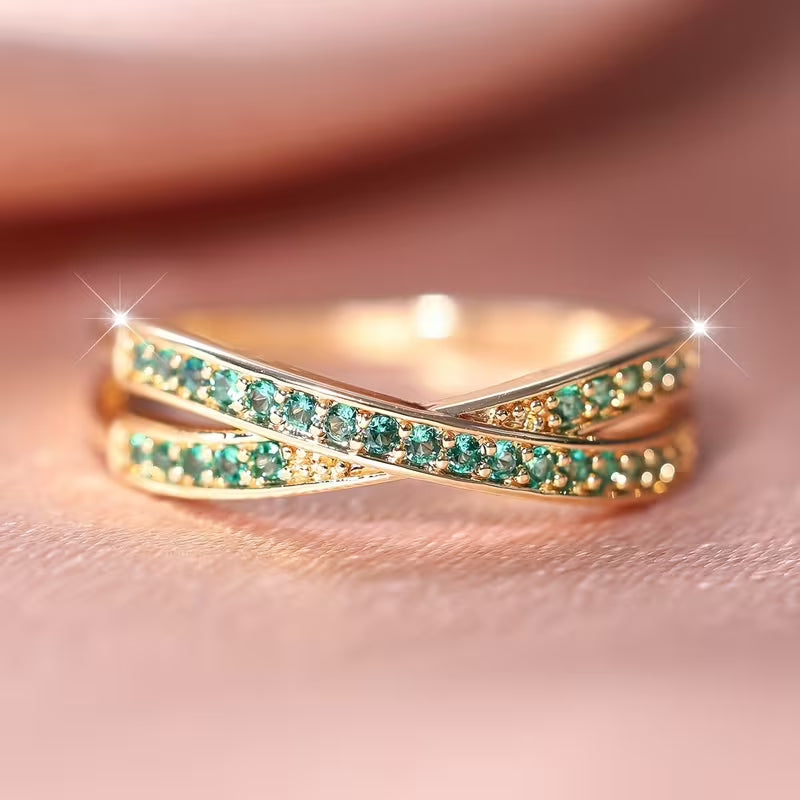 Pierścionek Emerald Flow | Złoto