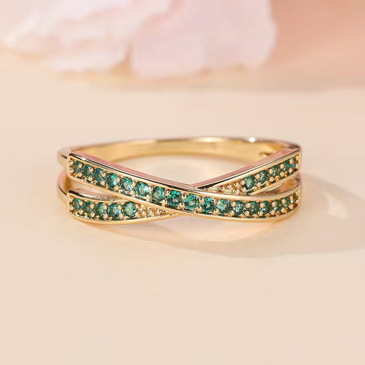 Pierścionek Emerald Flow | Złoto
