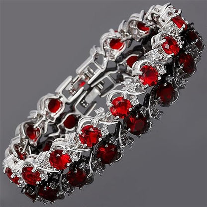 Bransoletka tenisowa Ruby Vine | Białe złoto