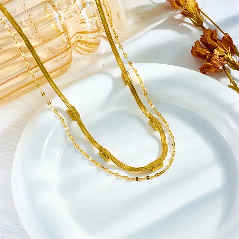 Retro naszyjnik dwuwarstwowy Sorella Edelstein | Złoto