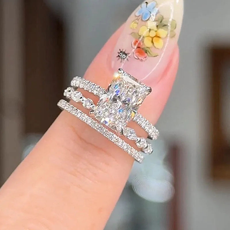 Zestaw 3 obrączek ślubnych Jaily | Białe złoto