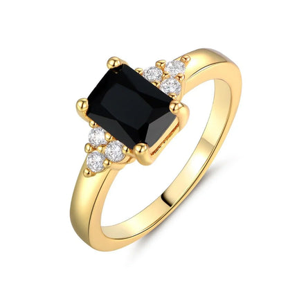 Pierścień Czarny Spinel Baguette - Biżuteria Sophii