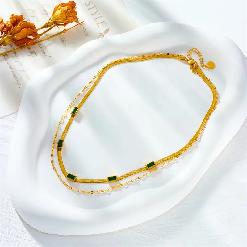 Retro naszyjnik dwuwarstwowy Sorella Edelstein | Złoto